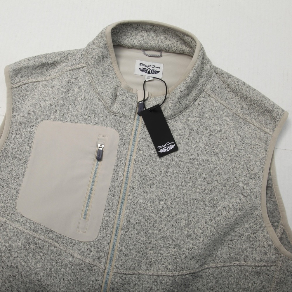 Straight Down Carmel Vest Womens XL Gray Fleece Soft Full Zip Pockets Golf